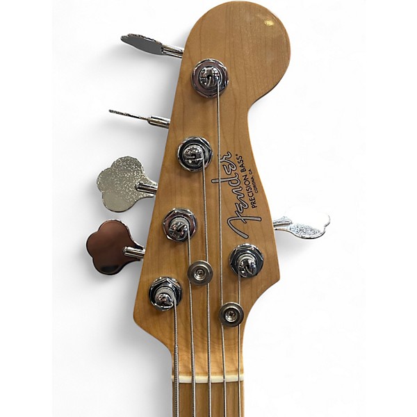 Used 2017 Fender American Professional Precision V Olympic White Electric Bass Guitar