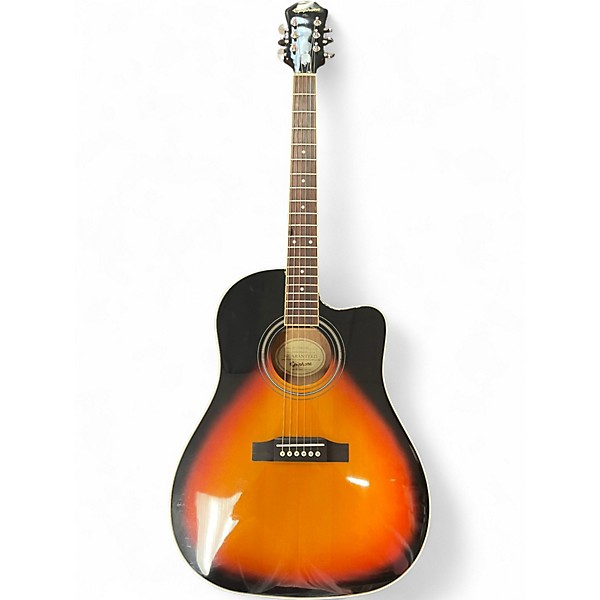 Used Epiphone aj-220sce 3 Color Sunburst Acoustic Electric Guitar