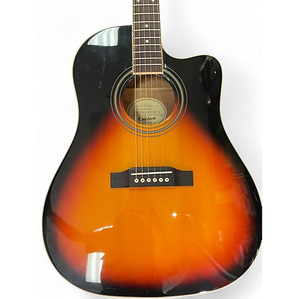 Used Epiphone aj-220sce 3 Color Sunburst Acoustic Electric Guitar