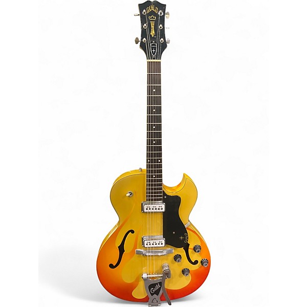 Vintage 1970s Guild Starfire Yellow Hollow Body Electric Guitar