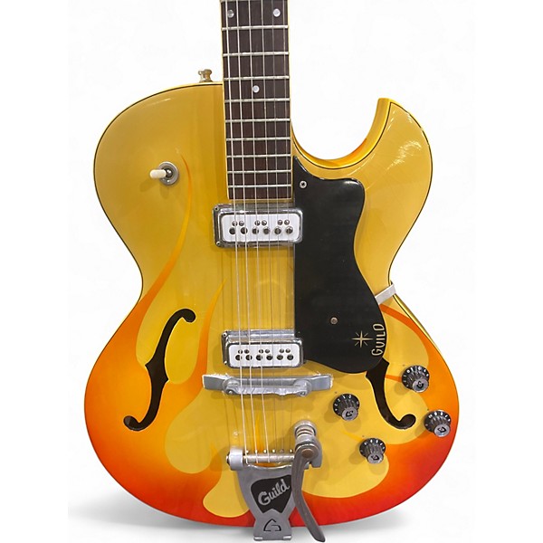 Vintage 1970s Guild Starfire Yellow Hollow Body Electric Guitar