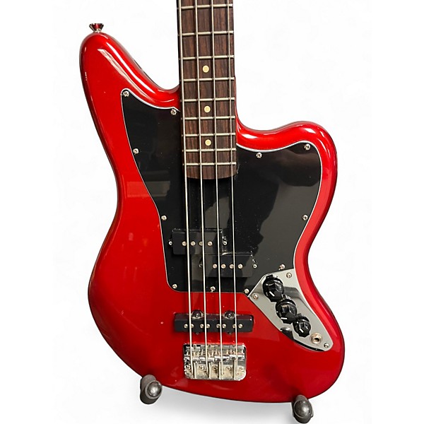 Used Squire By Fender Jaguar Bass SS Candy Apple Red Electric Bass Guitar