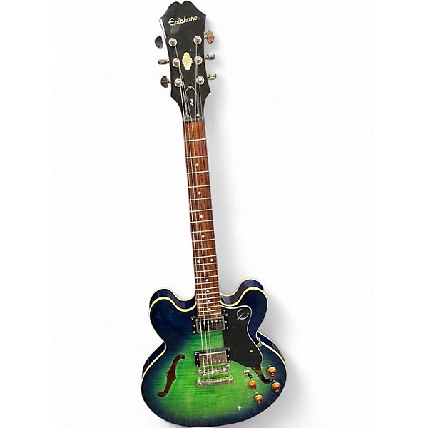 Used Epiphone Dot Deluxe Flametop AQUAMARINE Hollow Body Electric Guitar