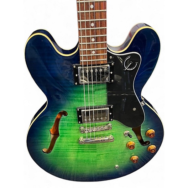Used Epiphone Dot Deluxe Flametop AQUAMARINE Hollow Body Electric Guitar