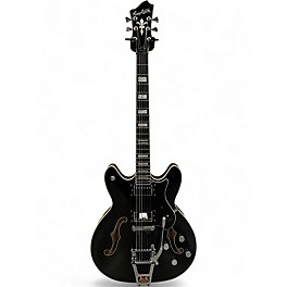 Used 2017 Hagstrom Viking Deluxe Black Hollow Body Electric Guitar