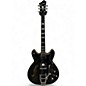 Used 2017 Hagstrom Viking Deluxe Black Hollow Body Electric Guitar thumbnail
