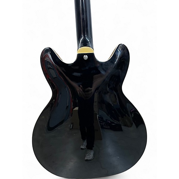 Used 2017 Hagstrom Viking Deluxe Black Hollow Body Electric Guitar