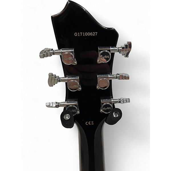 Used 2017 Hagstrom Viking Deluxe Black Hollow Body Electric Guitar