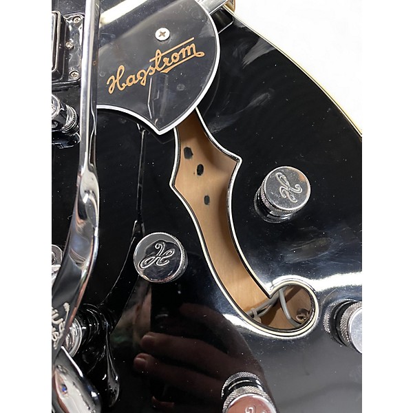 Used 2017 Hagstrom Viking Deluxe Black Hollow Body Electric Guitar