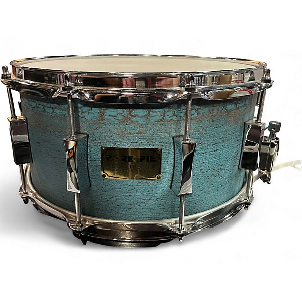 Used Pork Pie 7X14 WEATHERED BARN BLUE SNARE BLUE Drum