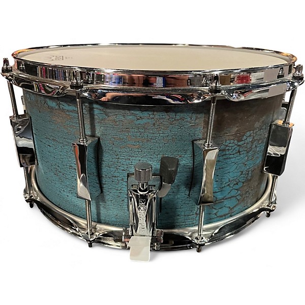 Used Pork Pie 7X14 WEATHERED BARN BLUE SNARE BLUE Drum