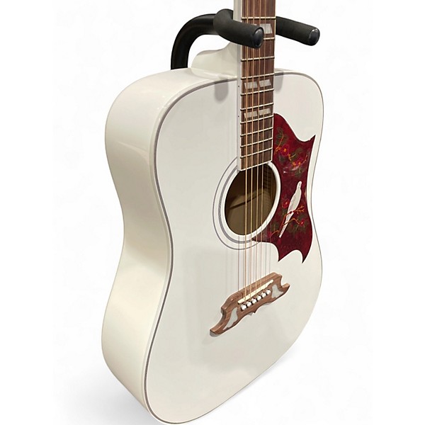 Used Epiphone Dove Pro White Acoustic Electric Guitar