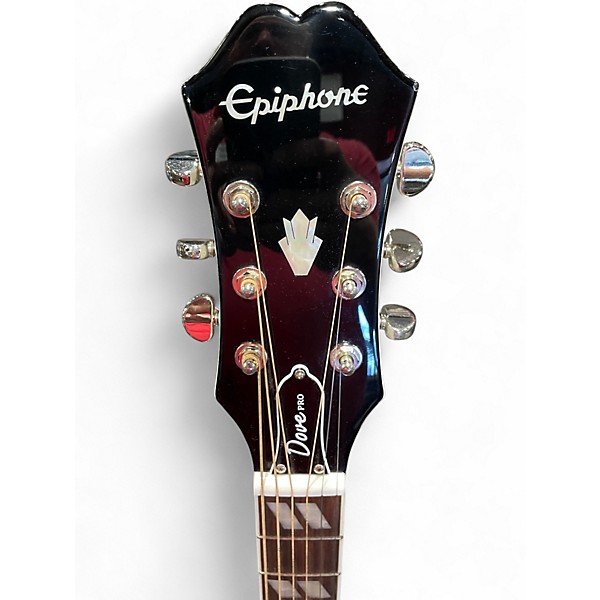 Used Epiphone Dove Pro White Acoustic Electric Guitar