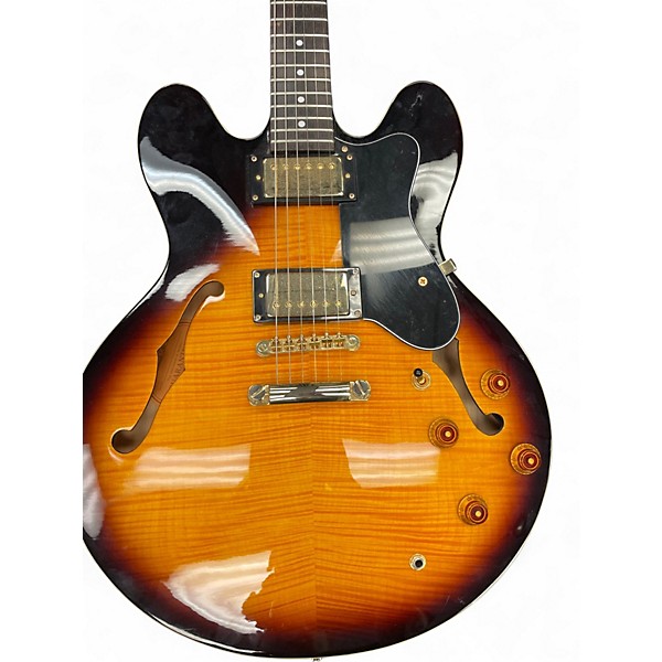 Used Epiphone Dot Deluxe Flametop Vintage Sunburst Hollow Body Electric Guitar