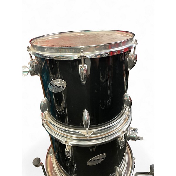 Used Ludwig 4 Piece Accent Black Drum Kit