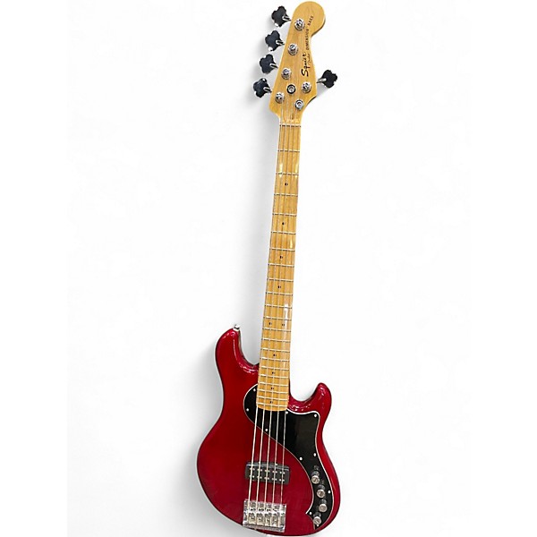 Used Squier Deluxe Dimension Bass V 5 String Red Electric Bass Guitar
