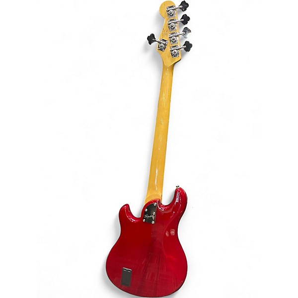 Used Squier Deluxe Dimension Bass V 5 String Red Electric Bass Guitar