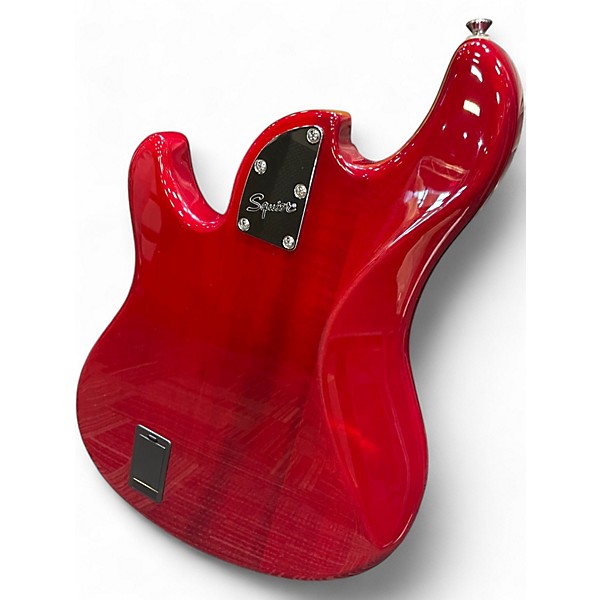 Used Squier Deluxe Dimension Bass V 5 String Red Electric Bass Guitar