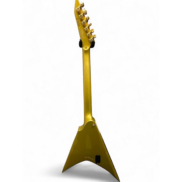 Used ESP LTD Kirk Hammett Signature KH-V Metallic Gold Sparkle Solid Body Electric Guitar