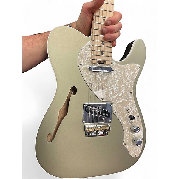 Used 2019 Fender American Elite Thinline Telecaster Satin Jade Pearl Metallic Hollow Body Electric Guitar