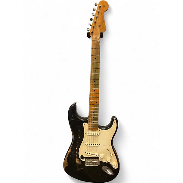 Used Fender Road Worn Player Stratocaster HSS Black Solid Body Electric Guitar