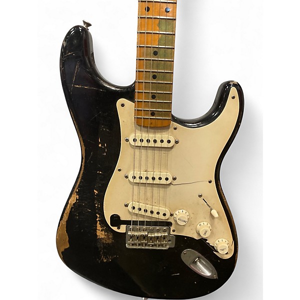 Used Fender Road Worn Player Stratocaster HSS Black Solid Body Electric Guitar