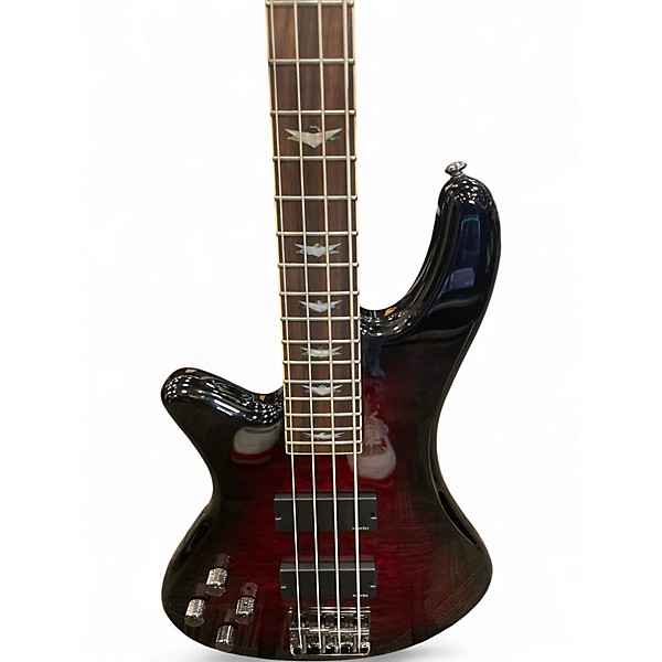 Used Schecter Guitar Research Left handed Stiletto Extreme 4 String Black Cherry Electric Bass Guitar