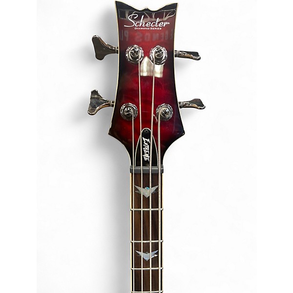 Used Schecter Guitar Research Left handed Stiletto Extreme 4 String Black Cherry Electric Bass Guitar
