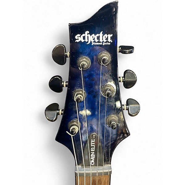 Used Schecter Guitar Research OMEN ELITE Blue Burst Solid Body Electric Guitar