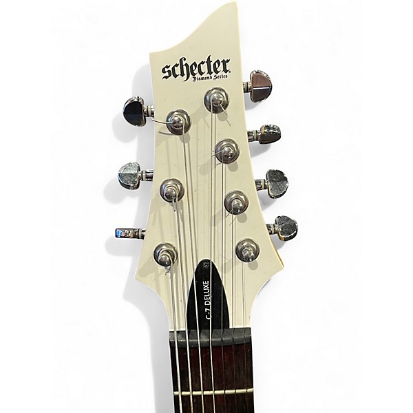 Used Schecter Guitar Research C-7 DELUXE WHITE Solid Body Electric Guitar