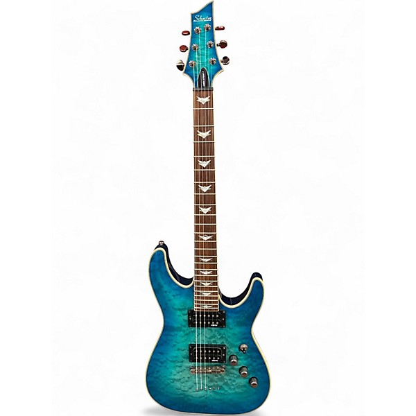 Used Schecter Guitar Research Omen Extreme 6 Ocean Blue Burst Solid Body Electric Guitar