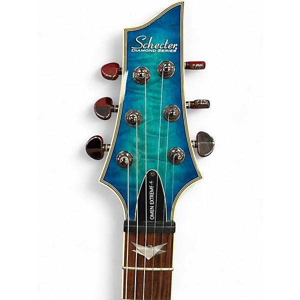 Used Schecter Guitar Research Omen Extreme 6 Ocean Blue Burst Solid Body Electric Guitar