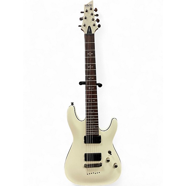 Used Schecter Guitar Research Demon 7 String White Solid Body Electric Guitar