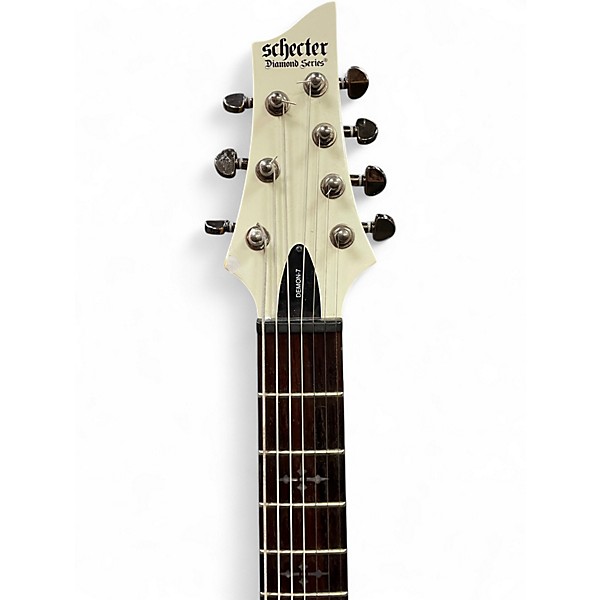 Used Schecter Guitar Research Demon 7 String White Solid Body Electric Guitar