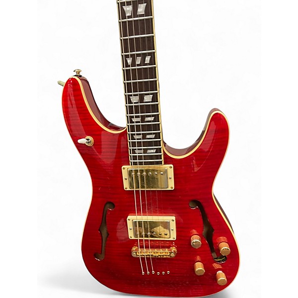 Used Schecter Guitar Research C/HS1 Trans Red Hollow Body Electric Guitar