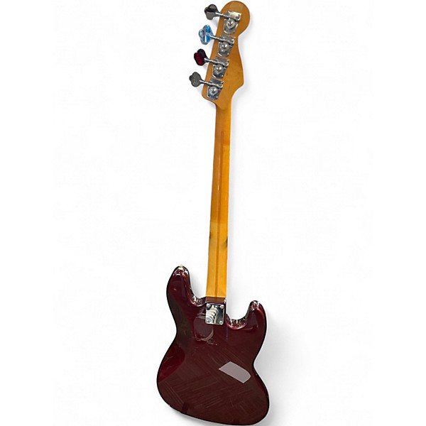 Used Fender Standard Jazz Bass Left Handed Chrome Red Electric Bass Guitar