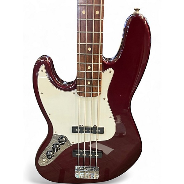 Used Fender Standard Jazz Bass Left Handed Chrome Red Electric Bass Guitar