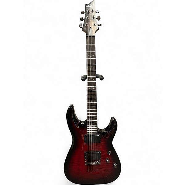Used 2025 Schecter Guitar Research Demon 6 Crimson Red Burst Solid Body Electric Guitar