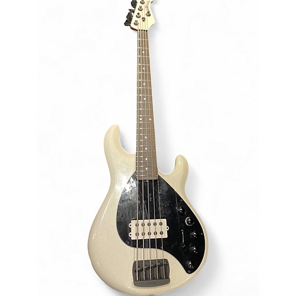 Used Ernie Ball Music Man DARK RAY 5 Black and White Electric Bass Guitar