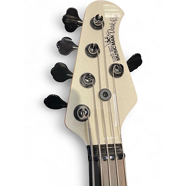 Used Ernie Ball Music Man DARK RAY 5 Black and White Electric Bass Guitar