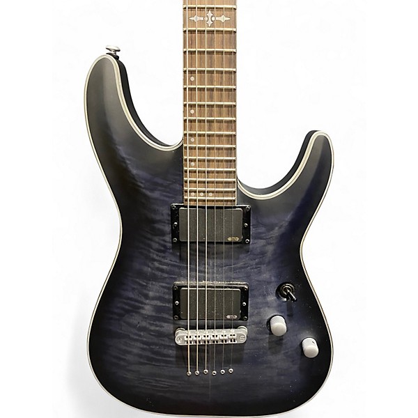 Used Schecter Guitar Research C1 Platinum Trans Black Solid Body Electric Guitar
