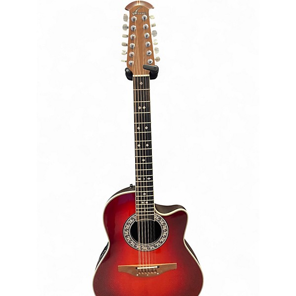 Vintage 1995 Ovation 1866 Legend Crimson Red Burst 12 String Acoustic Electric Guitar