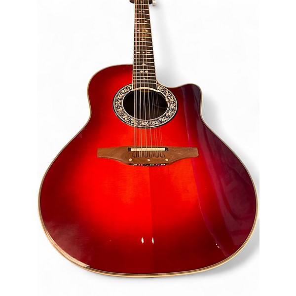 Vintage 1995 Ovation 1866 Legend Crimson Red Burst 12 String Acoustic Electric Guitar