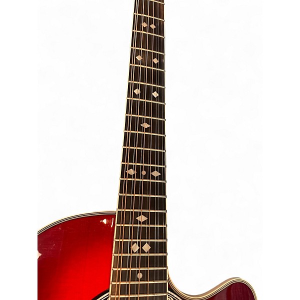 Vintage 1995 Ovation 1866 Legend Crimson Red Burst 12 String Acoustic Electric Guitar