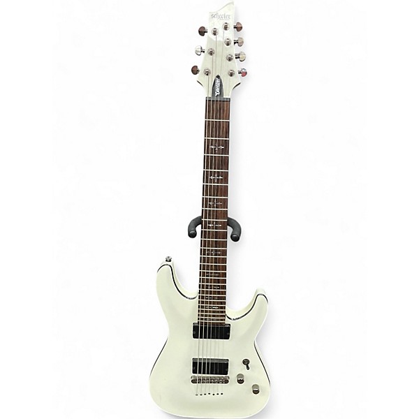 Used Schecter Guitar Research Demon 7 String Antique Ivory Solid Body Electric Guitar