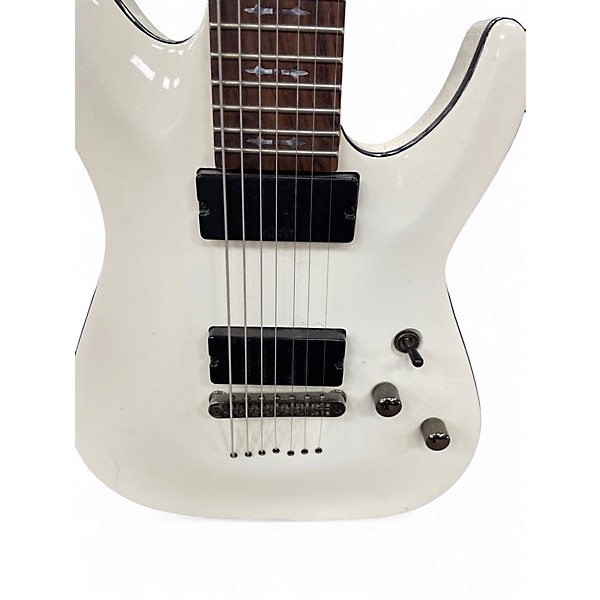 Used Schecter Guitar Research Demon 7 String Antique Ivory Solid Body Electric Guitar
