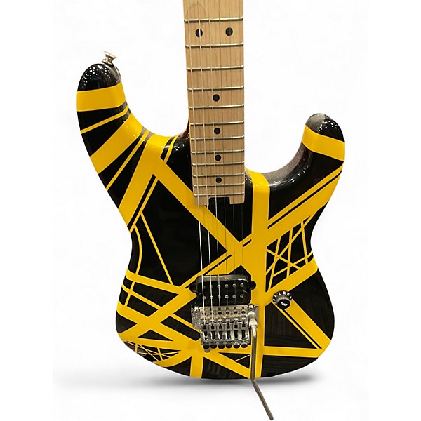Used EVH Striped Series Black and Yellow Solid Body Electric Guitar