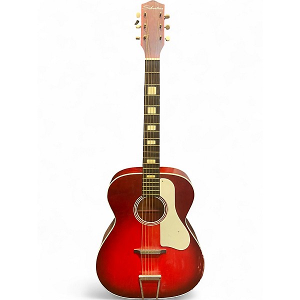 Used Harmony H641 Cherry Red Sunburst Acoustic Guitar