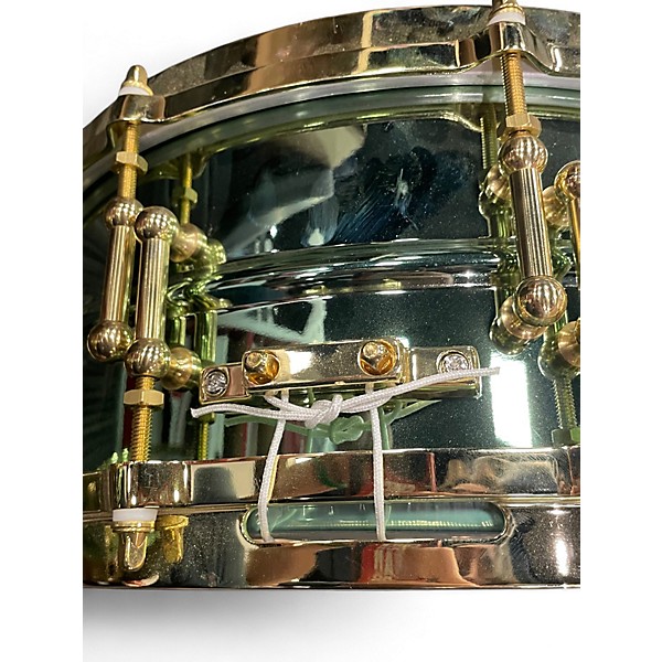 Used Ludwig 14in Carl Palmer Snare Brass Lacquered Green Drum