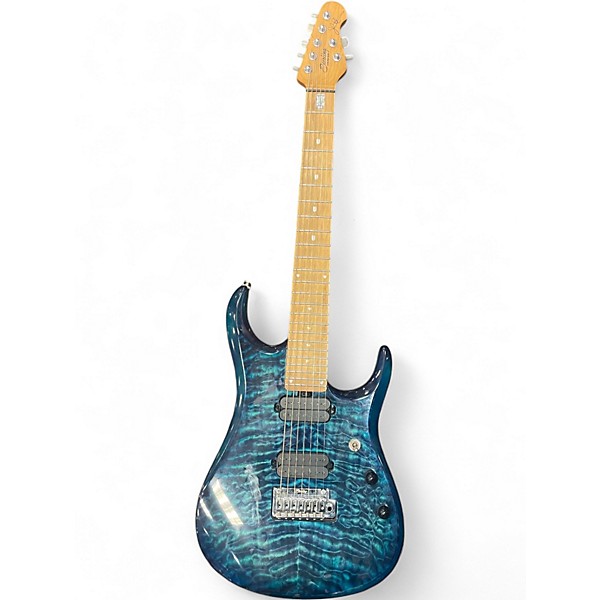 Used Sterling by Music Man John Petrucci JP157 7 String Blue Burst Solid Body Electric Guitar
